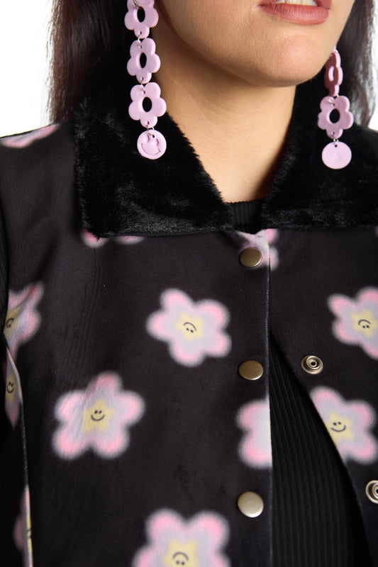CHAQUETITA PIEL NEGRO MULTICOLOR (PRE-VENTA)