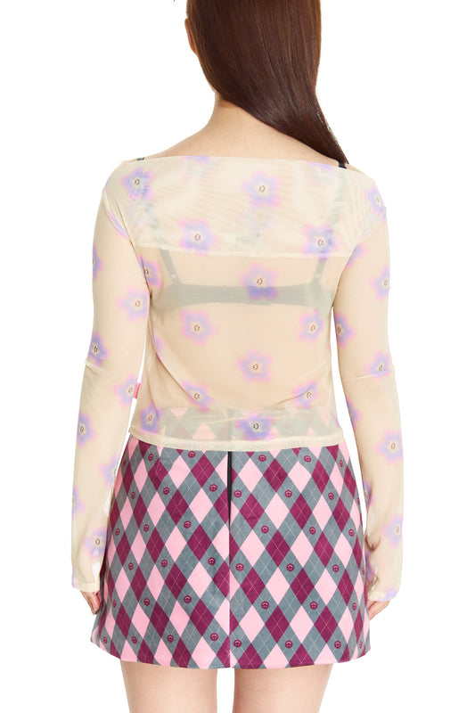 TOP MESH AMARILLO FLOR