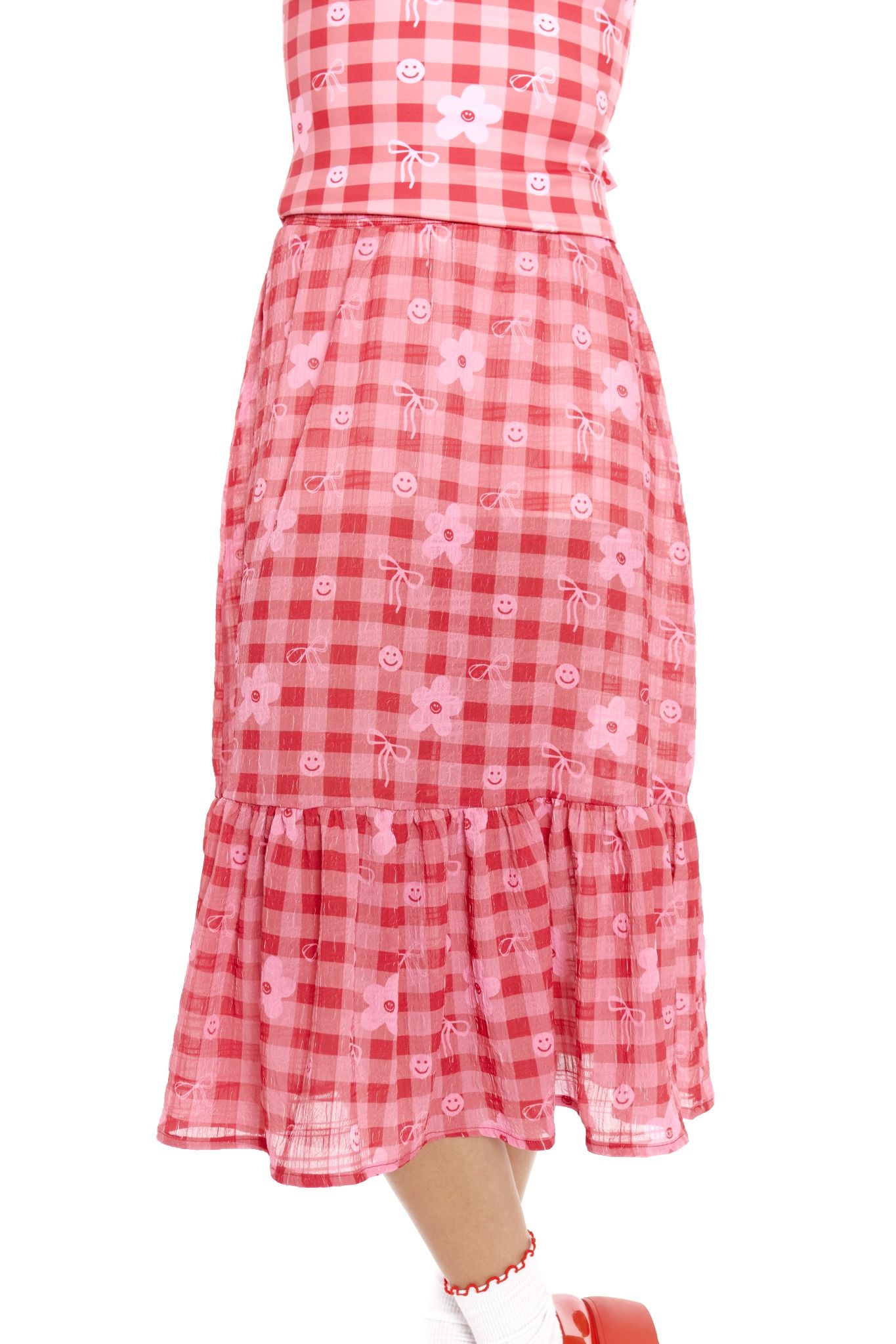 FALDA LARGA ROJA CINTA