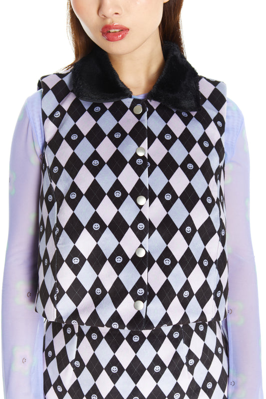 CHAQUETITA PIEL ROMBOS LILA