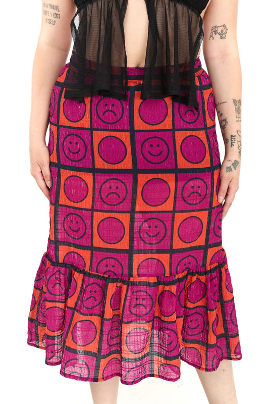 FALDA LARGA NARANJA-MAGENTA