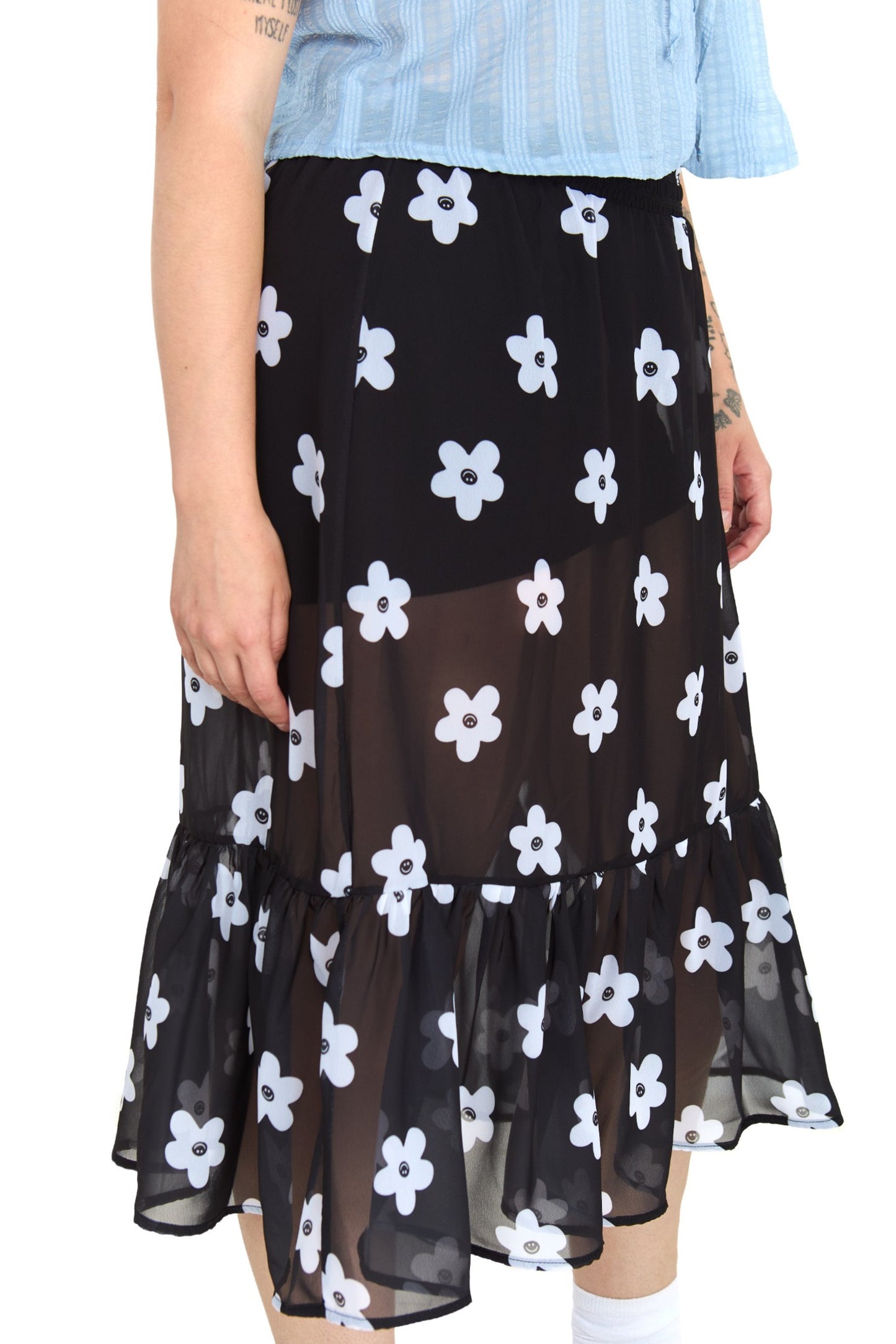 FALDA LARGA NEGRA FLOR