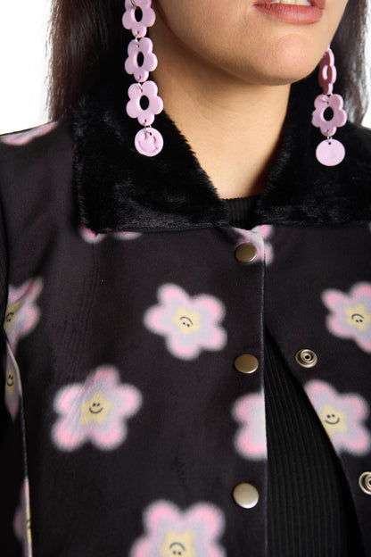 CHAQUETITA PIEL NEGRO MULTICOLOR