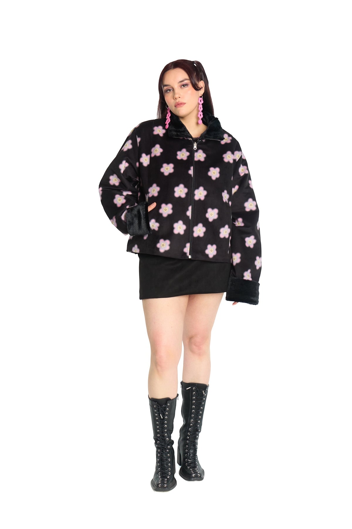 CHAQUETA PIEL NEGRO MULTICOLOR