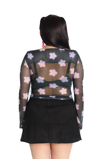 TOP MESH NEGRO MULTICOLOR