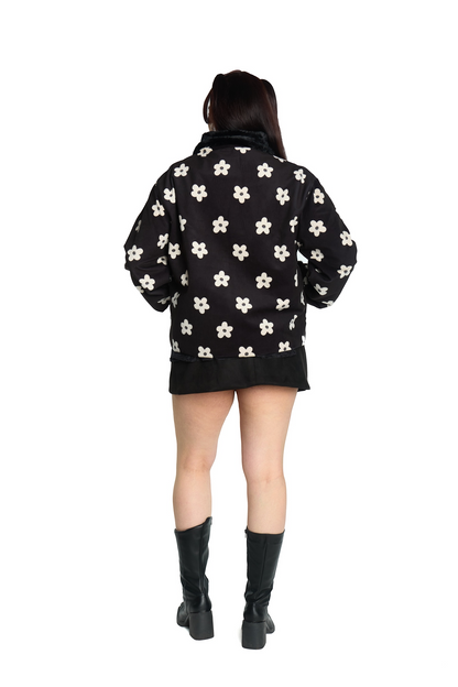 CHAQUETA PIEL NEGRO FLOR