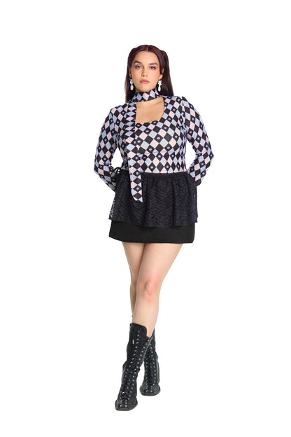 TOP MULTIESCOTE ROMBOS LILA