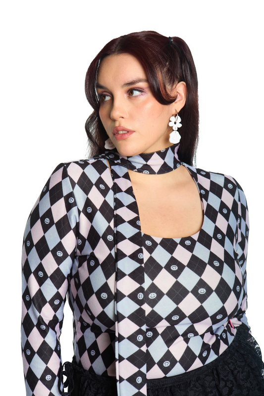 TOP MULTIESCOTE ROMBOS LILA (PRE-VENTA)