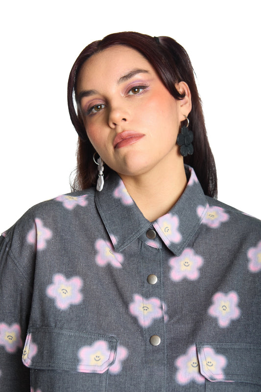 SOBRECAMISA NEGRO MULTICOLOR