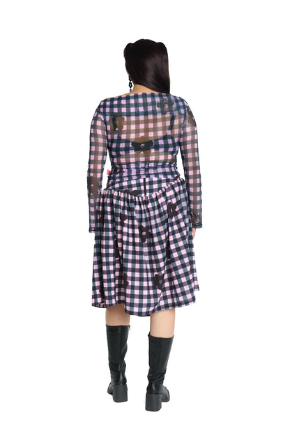 TOP MESH NEGRO CUADRILLE FLOR