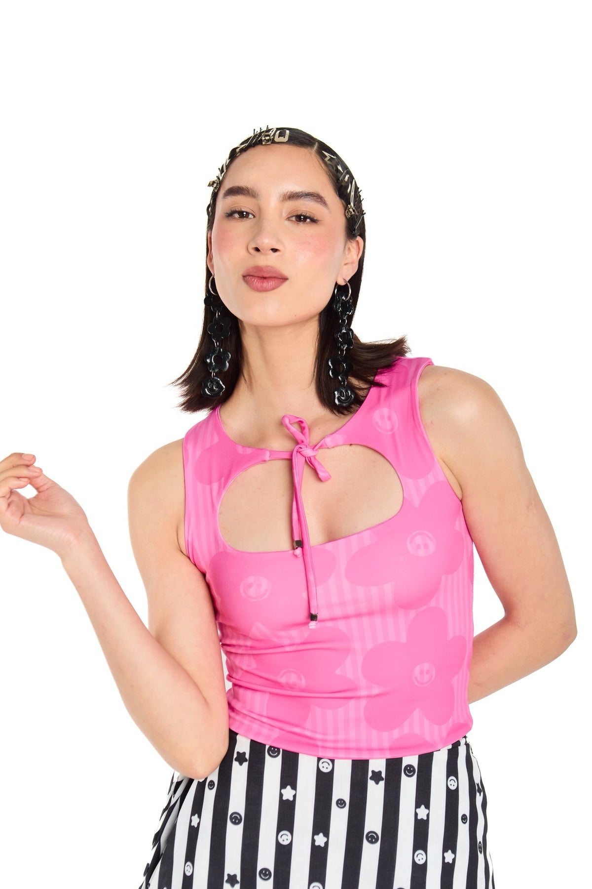 TOP ESCOTE ROSA FLOR