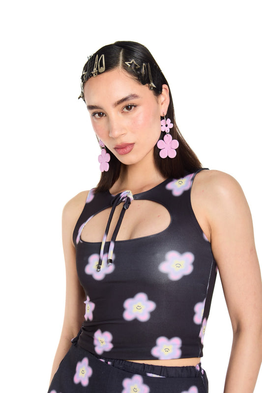 TOP ESCOTE NEGRO MULTICOLOR