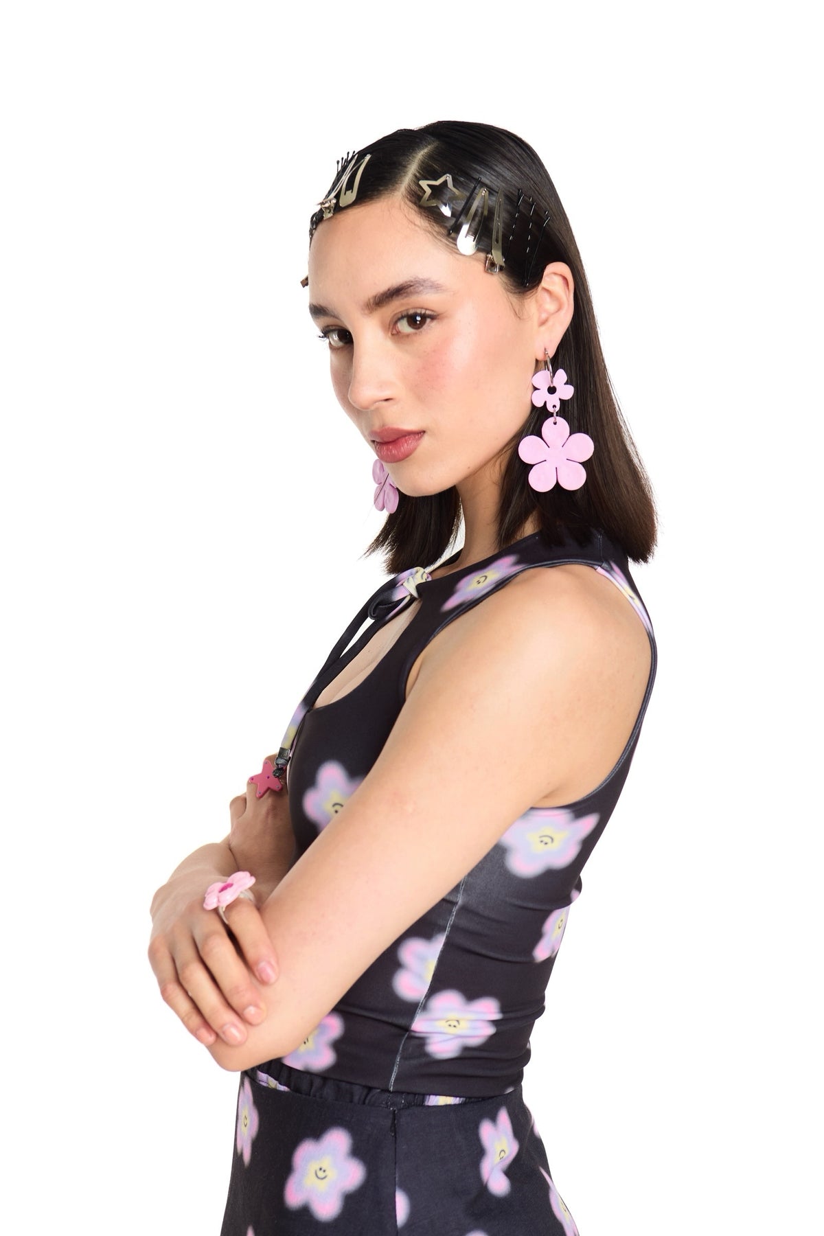 TOP ESCOTE NEGRO MULTICOLOR