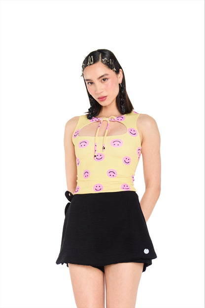 TOP ESCOTE AMARILLO ROSA