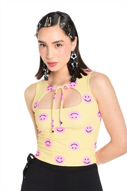 TOP ESCOTE AMARILLO ROSA