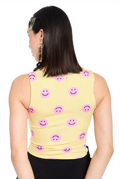 TOP ESCOTE AMARILLO ROSA