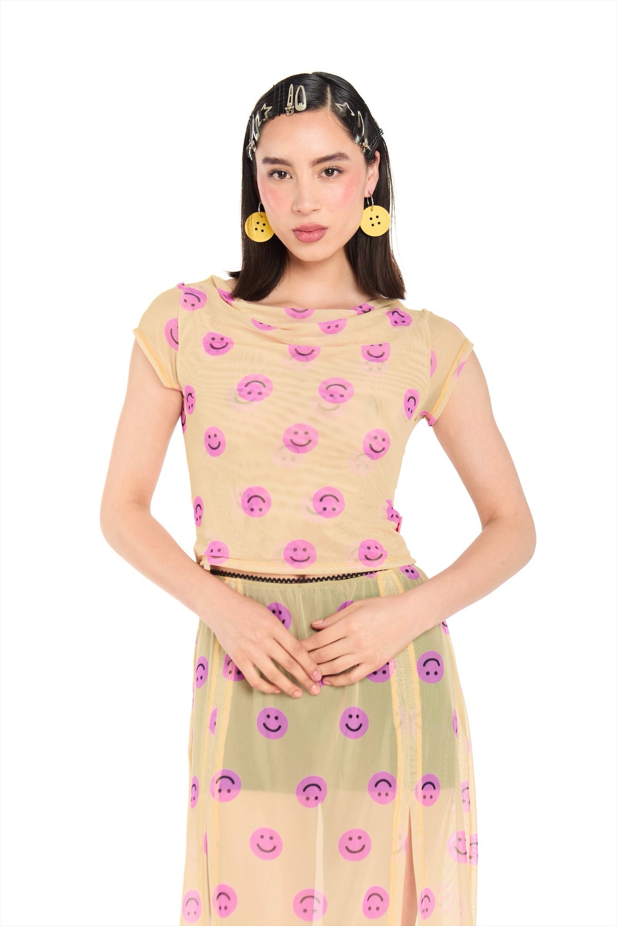 TOP MESH AMARILLO ROSA