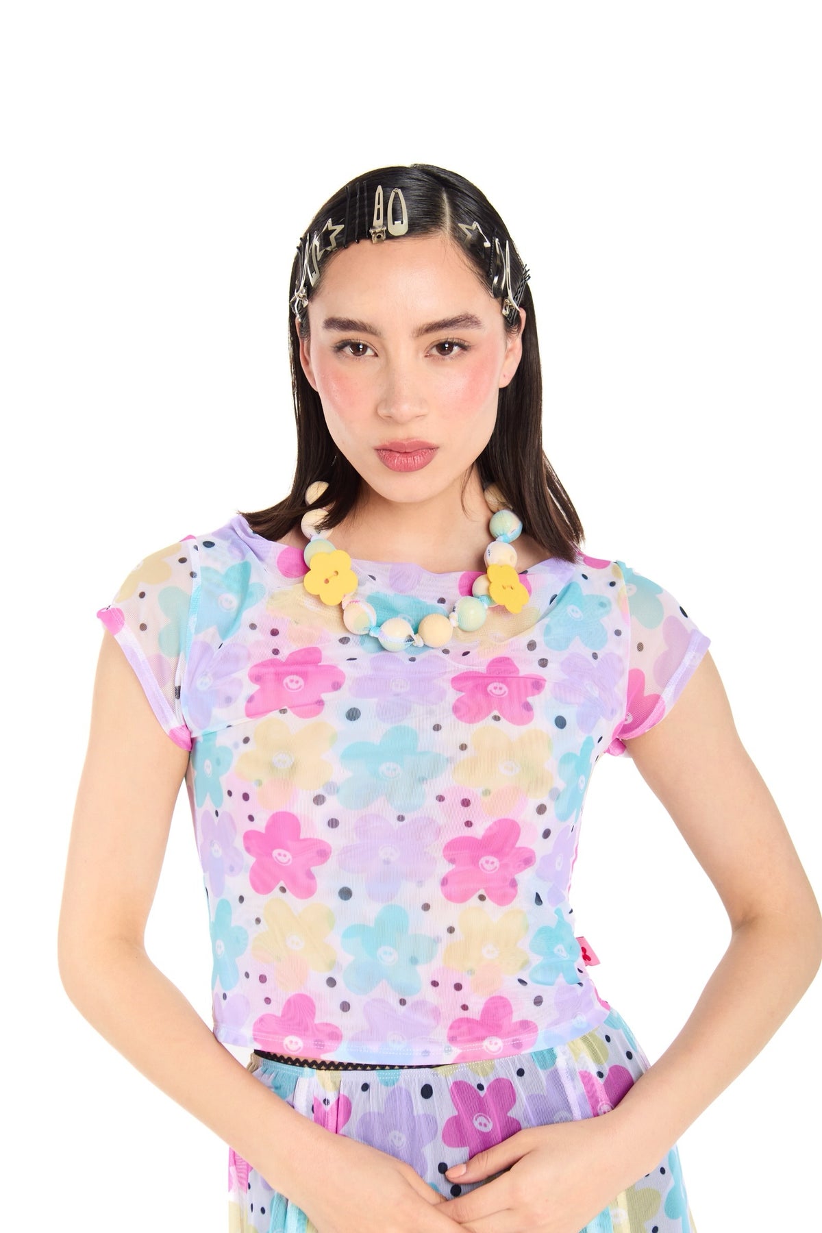 TOP MESH FLORES PASTEL