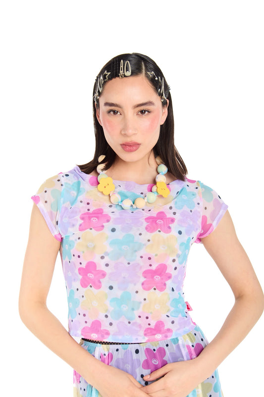 TOP MESH FLORES PASTEL