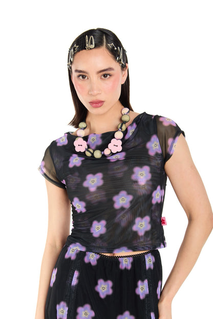 TOP MESH NEGRO MULTICOLOR