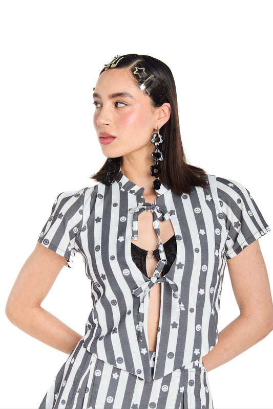 BLUSA ESCOTE B&N LINEAS