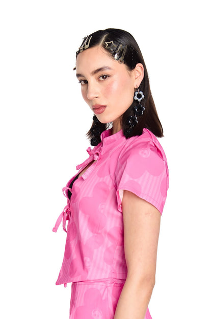 BLUSA ESCOTE ROSA FLOR