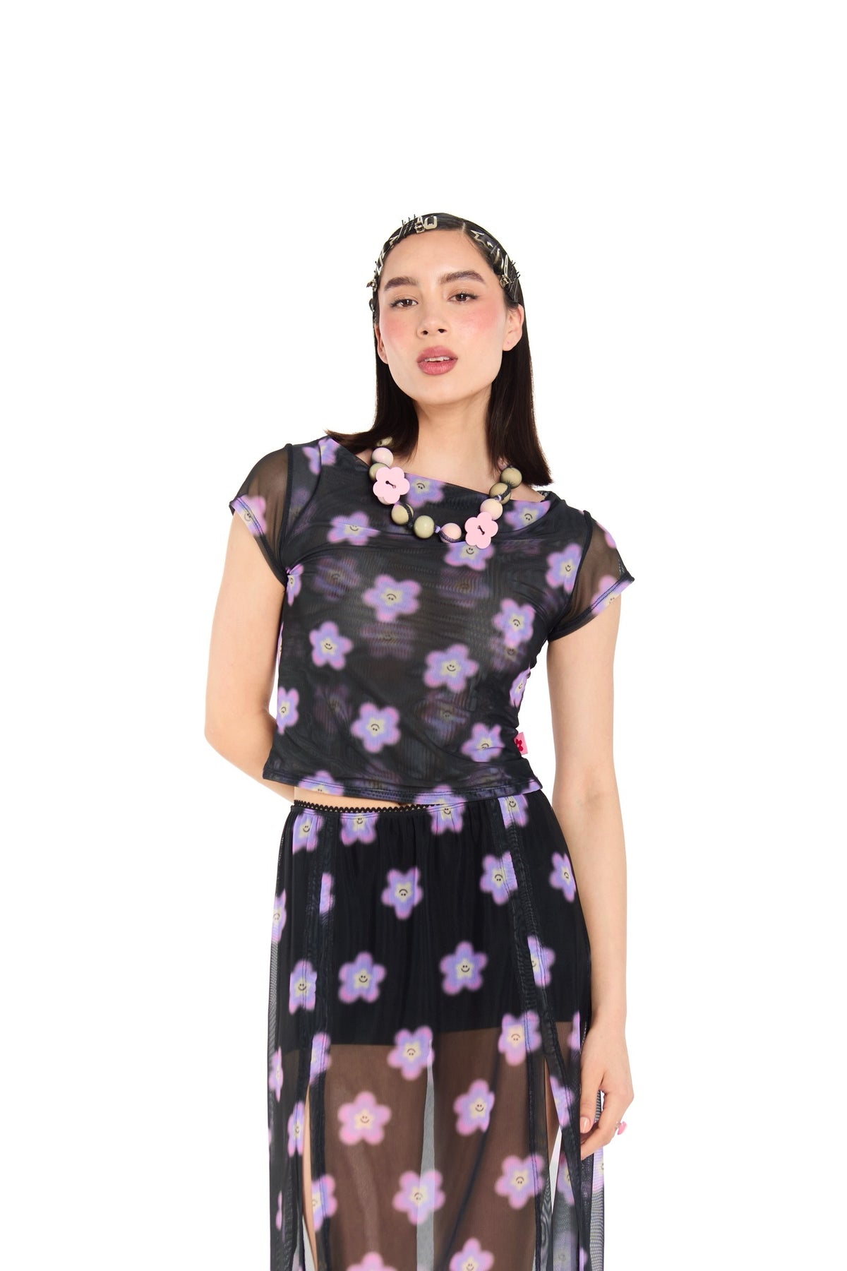 TOP MESH NEGRO MULTICOLOR