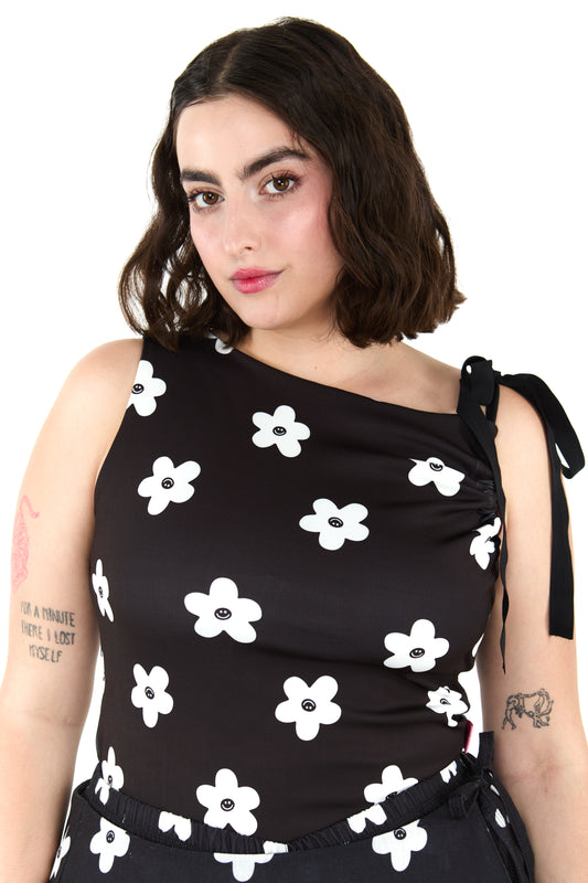 TOP CINTA NEGRO FLOR