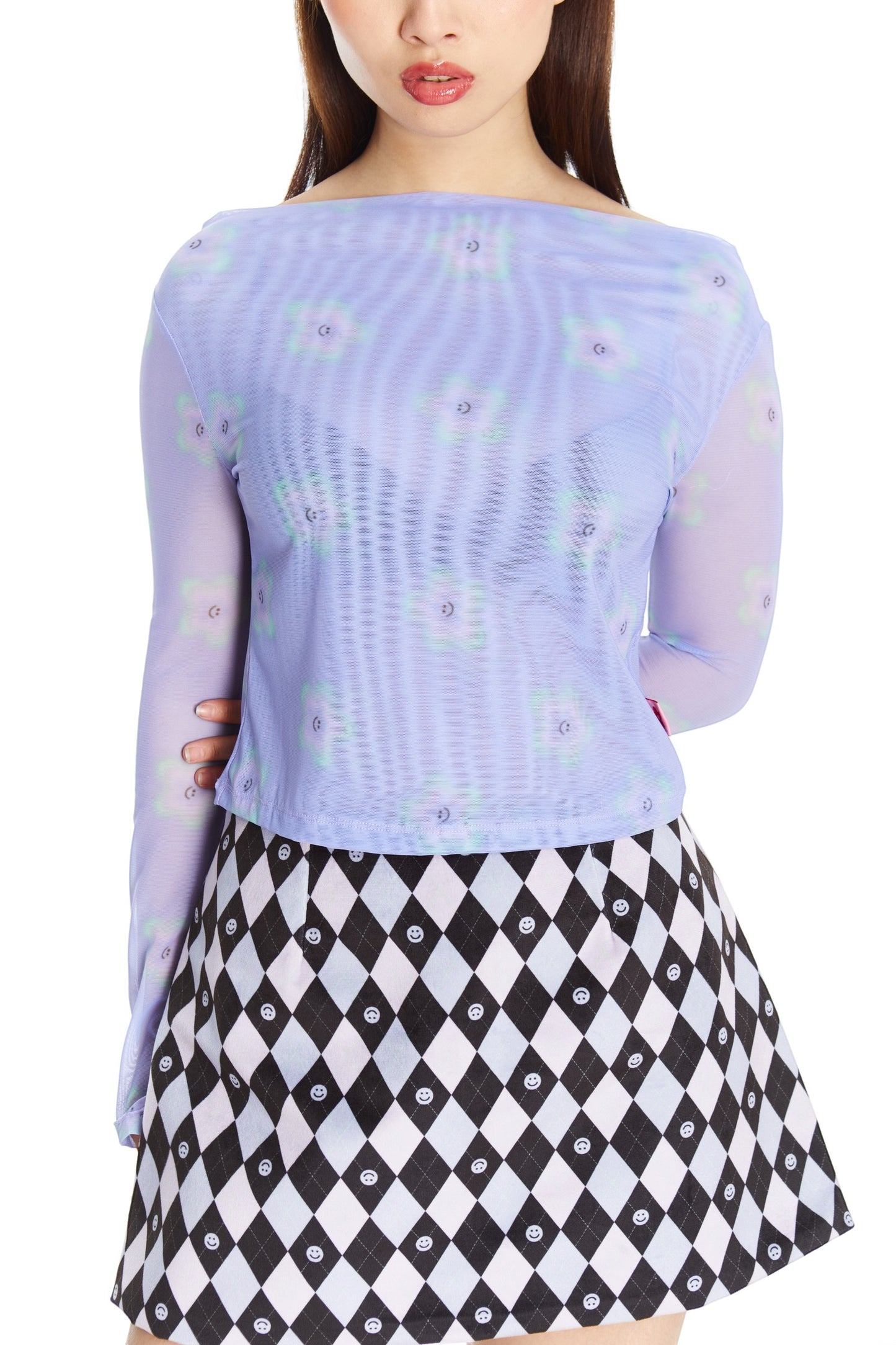 TOP MESH LILA FLOR