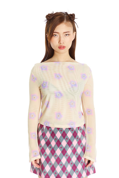 TOP MESH AMARILLO FLOR