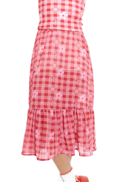 FALDA LARGA ROJA CINTA