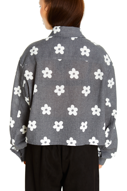 SOBRECAMISA GRIS FLOR