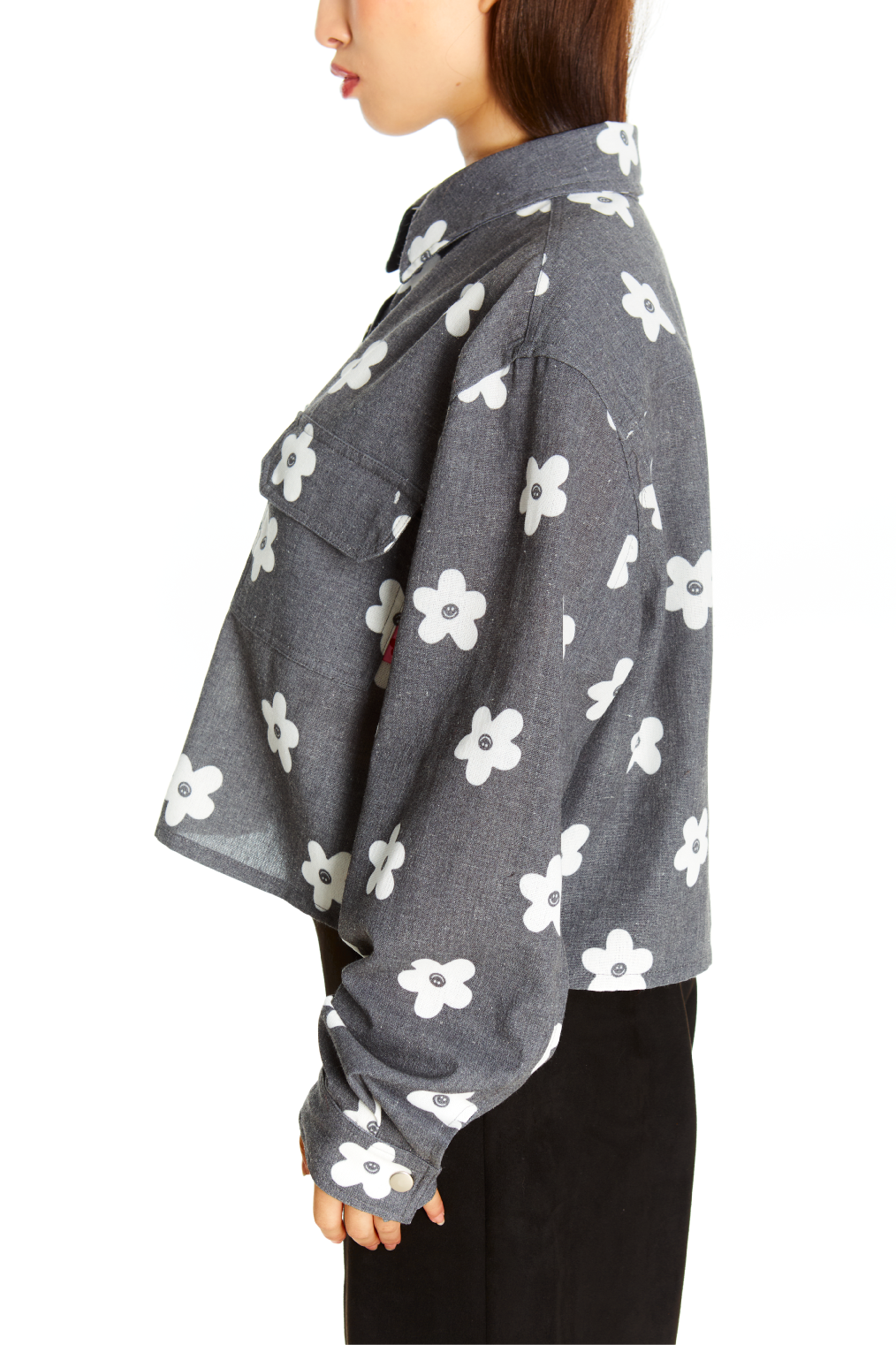 SOBRECAMISA GRIS FLOR