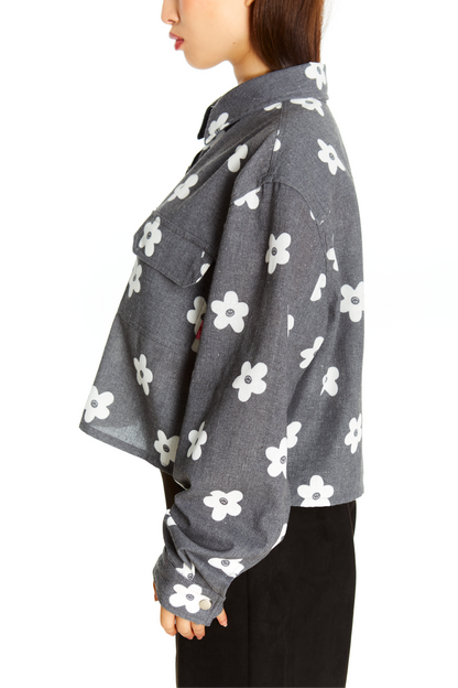 SOBRECAMISA GRIS FLOR
