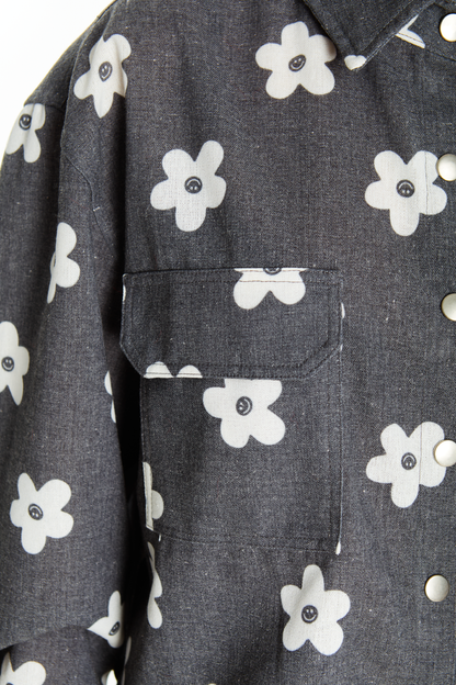 SOBRECAMISA GRIS FLOR
