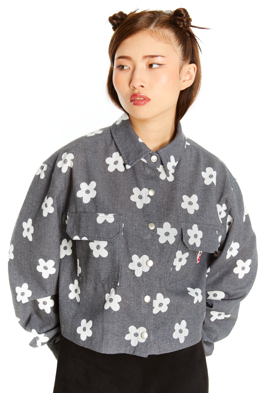SOBRECAMISA GRIS FLOR