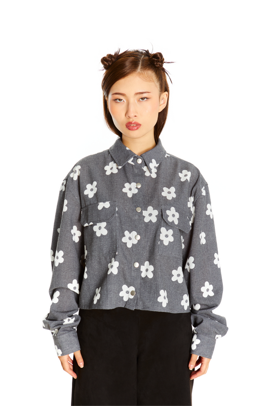 SOBRECAMISA GRIS FLOR