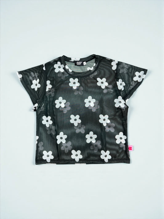 TOP MESH NEGRO FLOR