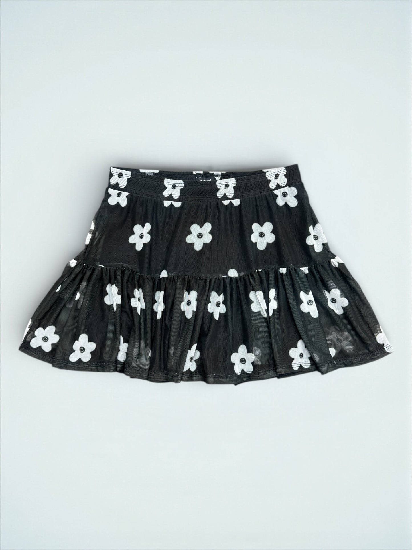 MINI FALDA MESH NEGRO FLOR