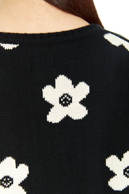 CHALECO TEJIDO NEGRO FLOR