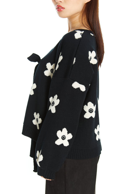 CHALECO TEJIDO NEGRO FLOR