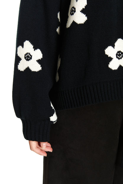 CHALECO TEJIDO NEGRO FLOR