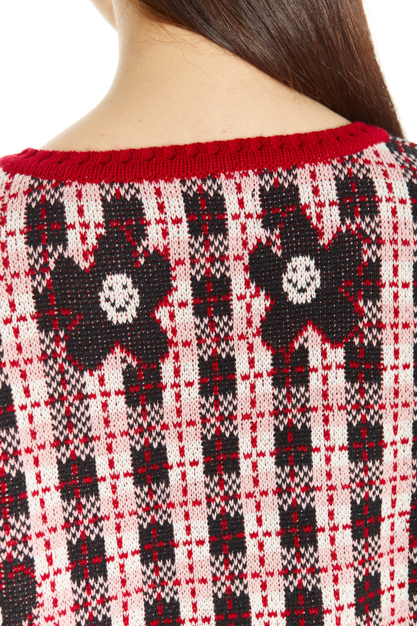 CHALECO TEJIDO ROJO FLOR