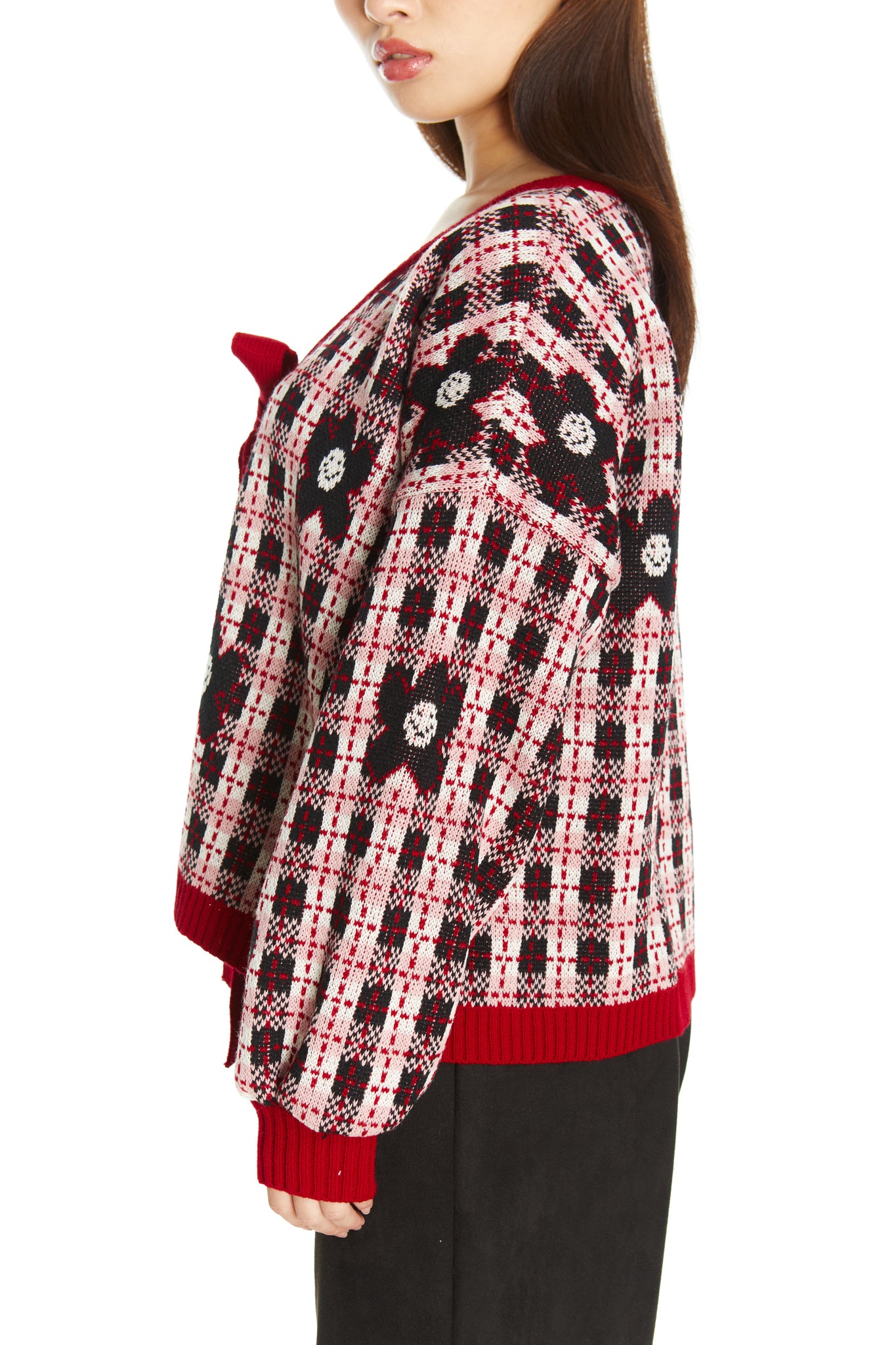 CHALECO TEJIDO ROJO FLOR