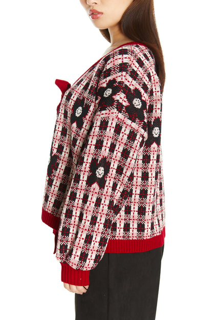 CHALECO TEJIDO ROJO FLOR