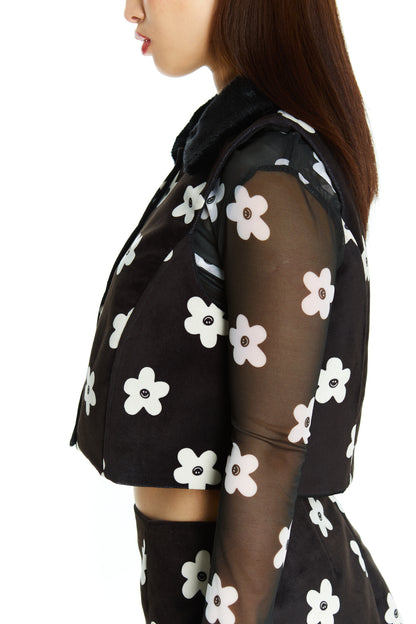 CHAQUETITA PIEL NEGRA FLOR
