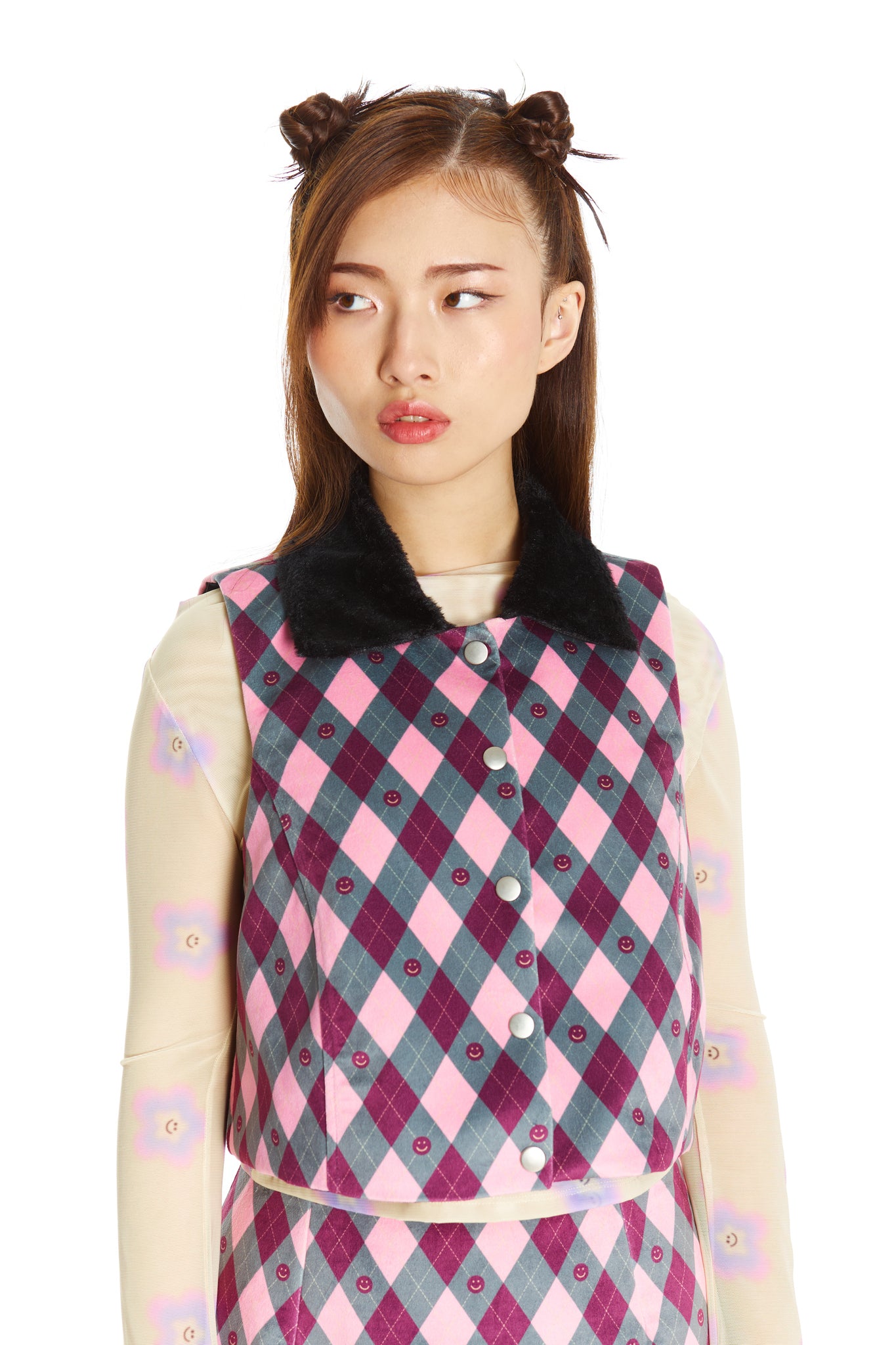 CHAQUETITA PIEL ROMBOS BURDEO