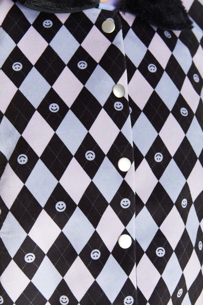 CHAQUETITA PIEL ROMBOS LILA