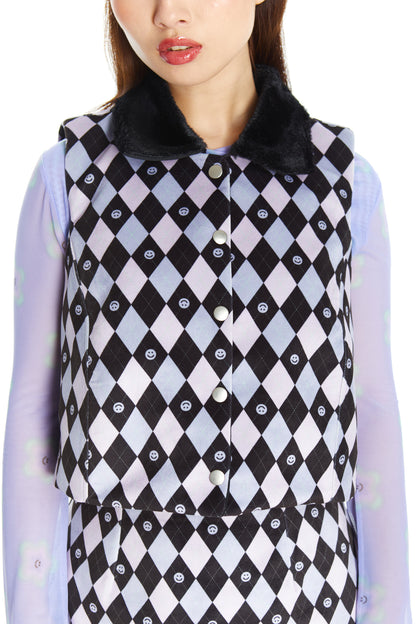 CHAQUETITA PIEL ROMBOS LILA