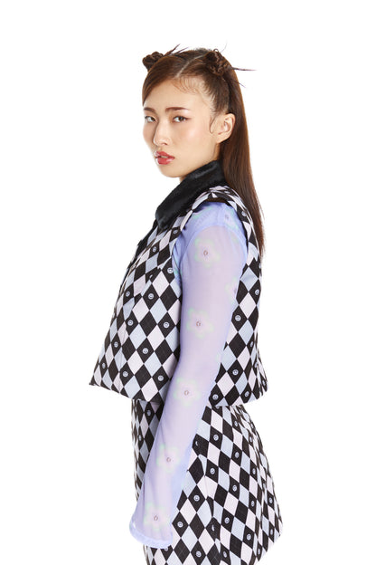 CHAQUETITA PIEL ROMBOS LILA